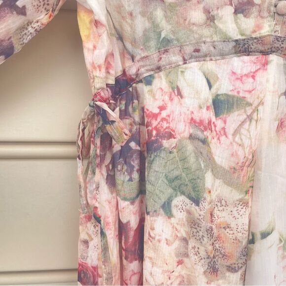 Dazy Subdued Floral Flowy Button Front Midi Dress Small - Picture 3 of 10